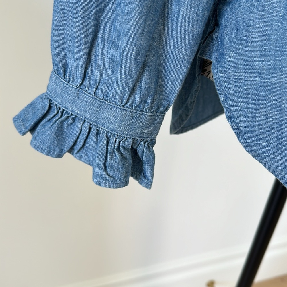 J Crew Classic Buttoned Down Ruffled Collar Shirt - image 2